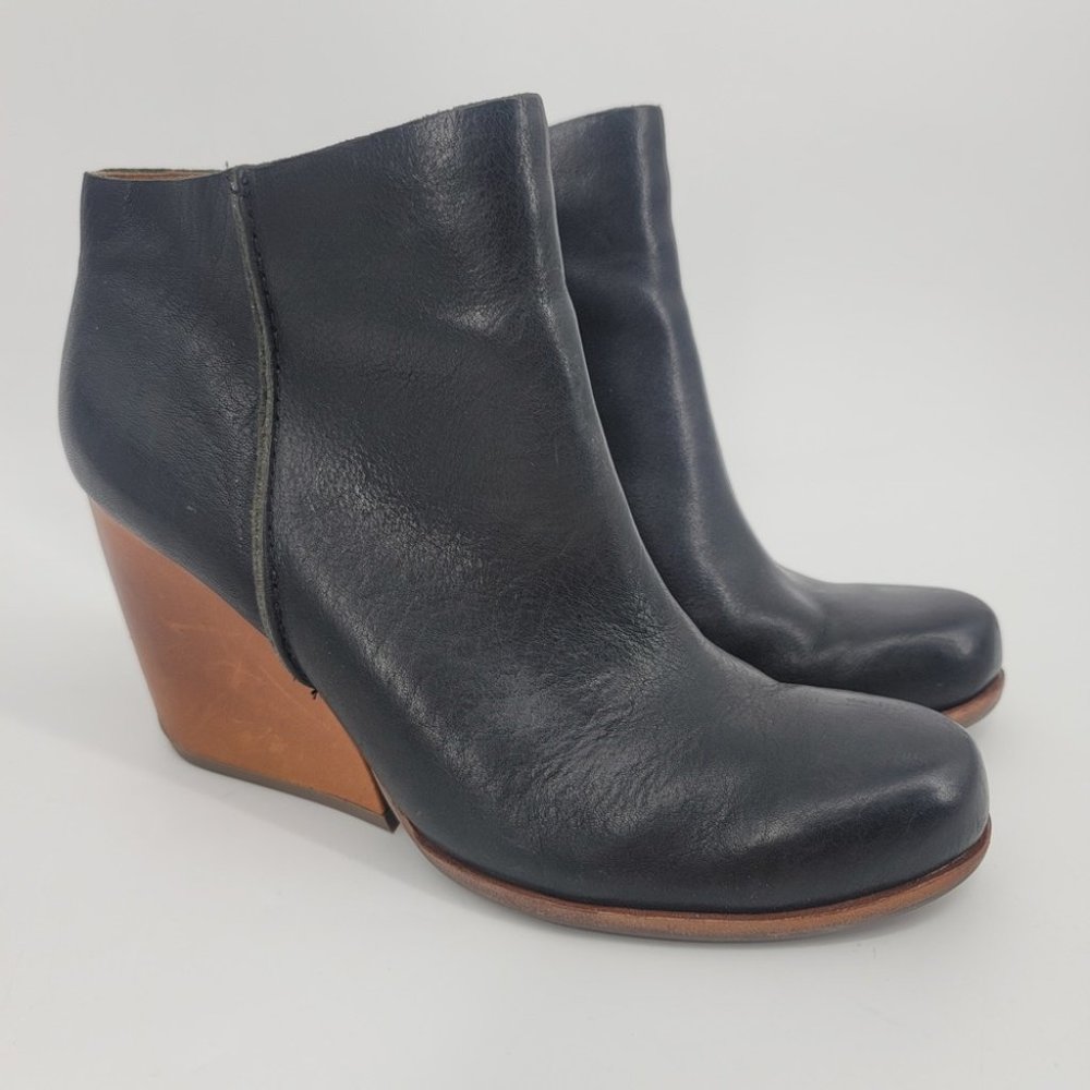 Kork Ease Natalya Leather Chunky Wedge Booties